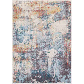 Livabliss Ankara Charcoal Light Gray Light Blue Off White Machine Woven Rug...