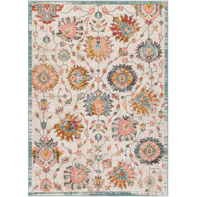 Livabliss Ankara Dusty Pink Sky Blue Light Gray Off White Machine Woven Rug...