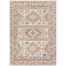 Livabliss Ankara Dusty Pink Sky Blue Off White Light Gray Machine Woven Rug...