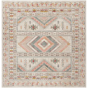 Livabliss Ankara Dusty Pink Sky Blue Off White Light Gray Machine Woven Rug...