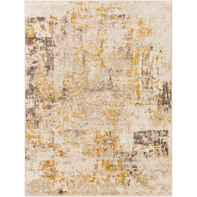 Livabliss Ankara Mustard Tan Light Beige Cream Machine Woven Rug - 84x63 AKR2347-527