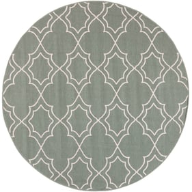 Livabliss Alfresco Dusty Sage Beige Round Machine Woven Rug - 63x63