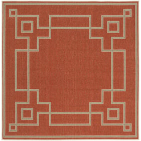 Livabliss Alfresco Rust Brown Beige Square Machine Woven Rug - 87x87