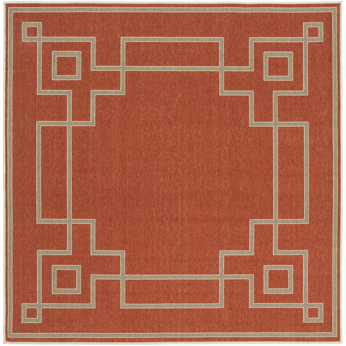 Livabliss Alfresco Rust Brown Beige Square Machine Woven Rug - 87x87 ALF9631-73SQ