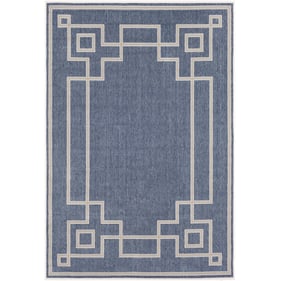 Livabliss Alfresco Dark Blue Taupe White Machine Woven Rug - 106x71