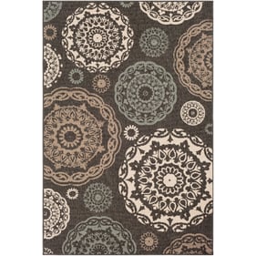 Livabliss Alfresco Black Sage Brown Beige Machine Woven Rug - 53x29