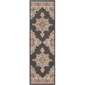 Livabliss Alfresco Black Sage Brown Rust White Machine Woven Rug - 94x29