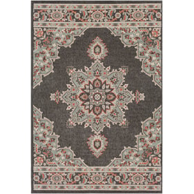 Livabliss Alfresco Black Sage Brown Rust White Machine Woven Rug - 91x63