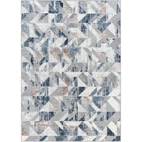 Livabliss Allegro Ivory Sky Blue Charcoal Gray Machine Woven Rug - 144x110