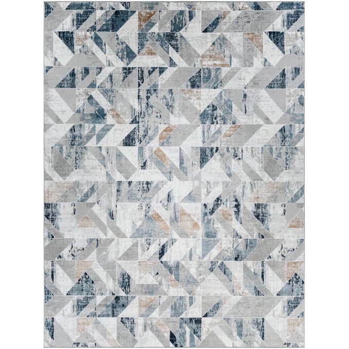 Livabliss Allegro Ivory Sky Blue Charcoal Gray Machine Woven Rug - 120x94 ALG2302-71010