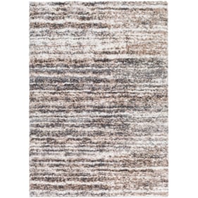 Livabliss Aliyah Shag Charcoal Cream Gray Tan Machine Woven Rug - 108x79