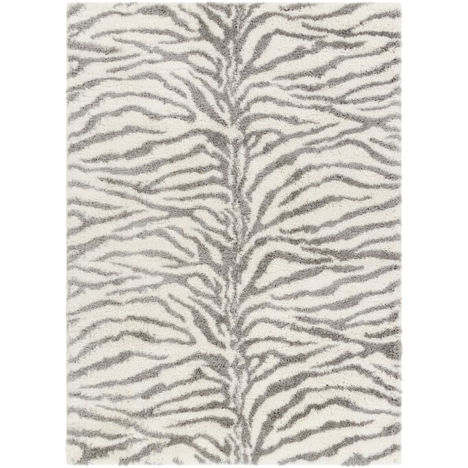 Livabliss Aliyah Shag Cream Gray Machine Woven Rug - 108x79 ALH2308-679