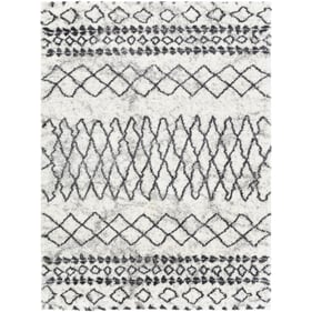 Livabliss Aliyah Shag Gray Charcoal Cream Machine Woven Rug - 35x24