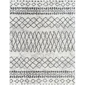 Livabliss Aliyah Shag Gray Charcoal Cream Machine Woven Rug - 120x94