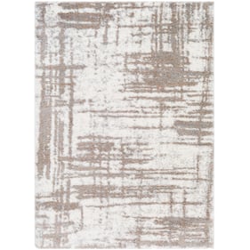 Livabliss Aliyah Shag Cream Tan Gray Machine Woven Rug - 108x79