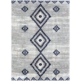 Livabliss Aliyah Shag Gray Cream Dark Blue Pale Pink Machine Woven Rug - 84...