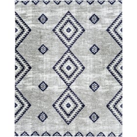 Livabliss Aliyah Shag Gray Cream Dark Blue Pale Pink Machine Woven Rug - 12...