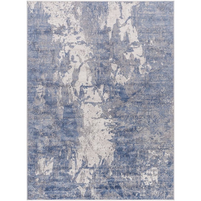 Livabliss Alamo Navy Charcoal Off White Gray Machine Woven Rug - 84x63 ALO2319-537