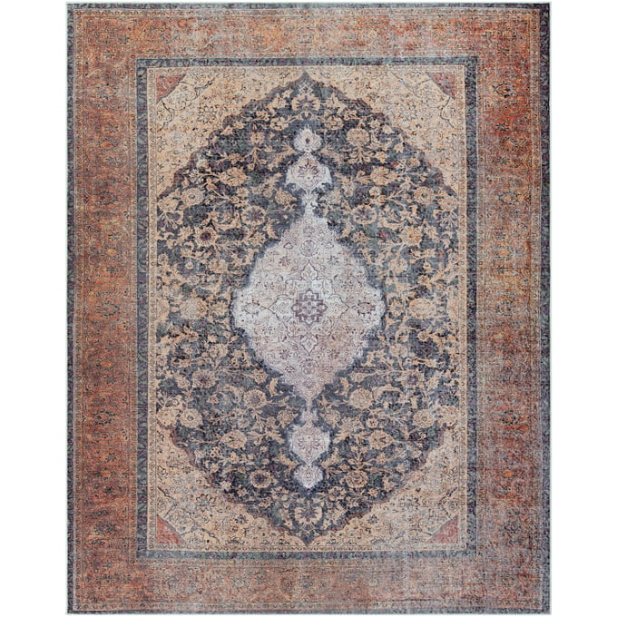 Livabliss Amelie Rust Deep Teal Dark Plum Green Beige Tan Machine Woven Rug - 122x94 AML2300-710103