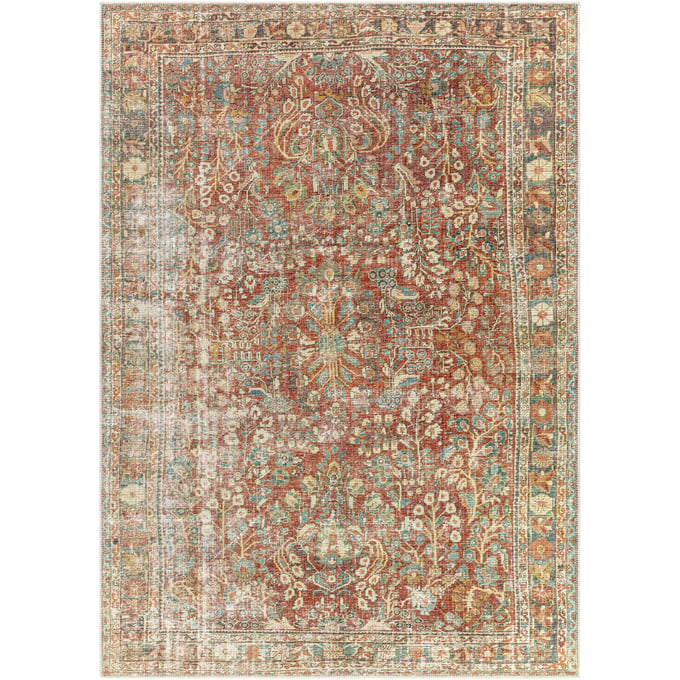 Livabliss Amelie Mustard Cream Dusty Sage Rust Machine Woven Rug - 87x63 AML2353-5373