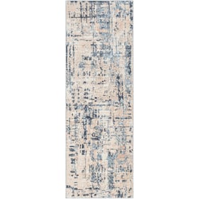 Livabliss Amore Ivory Slate Dark Blue Deep Teal Navy Machine Woven Rug - 94...