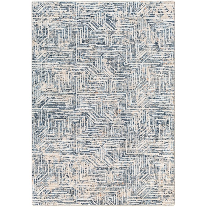 Livabliss Amore Slate Ivory Dark Blue Beige Deep Teal Machine Woven Rug - 157x106 AMO2337-81013