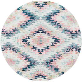 Livabliss Anika White Light Beige Brown Aqua Teal Dark Blue Round Woven Rug...