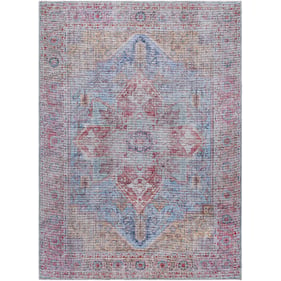 Livabliss Atlanta Rust Teal Mustard Plum Dark Blue Aqua Machine Woven Rug -...