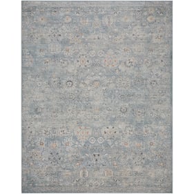 Livabliss Alpharetta Blue Medium Gray Cream Charcoal Machine Woven Rug - 14...