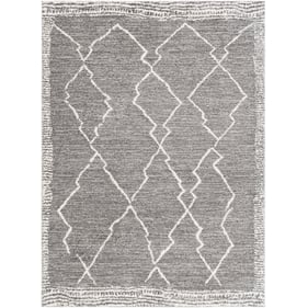 Livabliss Andorra Charcoal Off White Gray Machine Woven Rug - 108x79