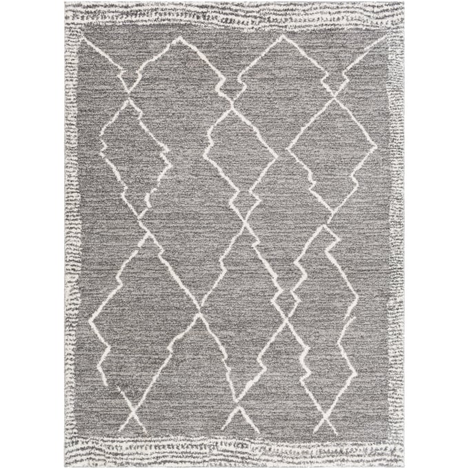 Livabliss Andorra Charcoal Off White Gray Machine Woven Rug - 87x63 ARD2309-5373