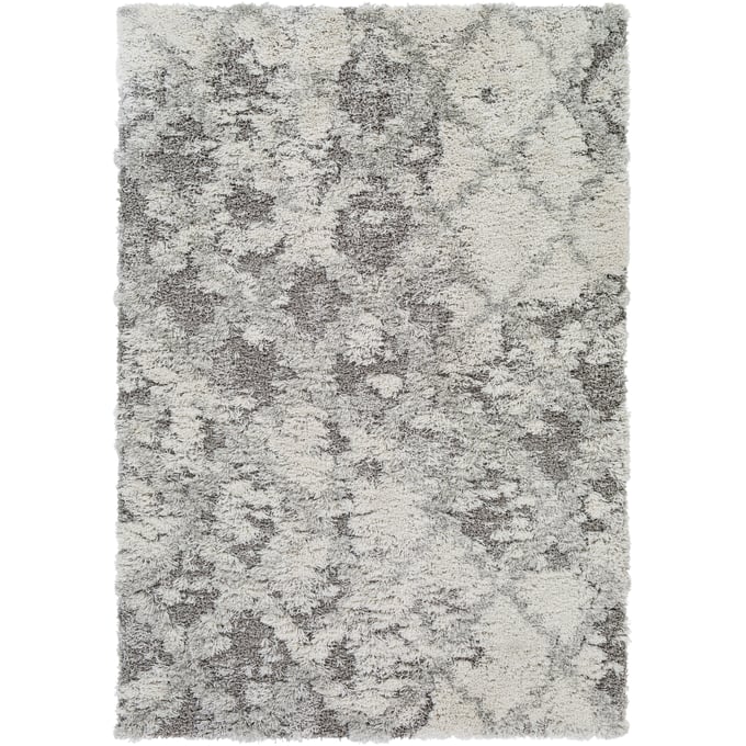 Livabliss Alta Shag Off White Medium Gray Rectangle Machine Woven Rug - 84x63 ASG2305-537