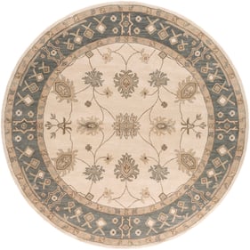 Livabliss Middleton Ivory Medium Gray Beige Round Handmade Rug - 96x96