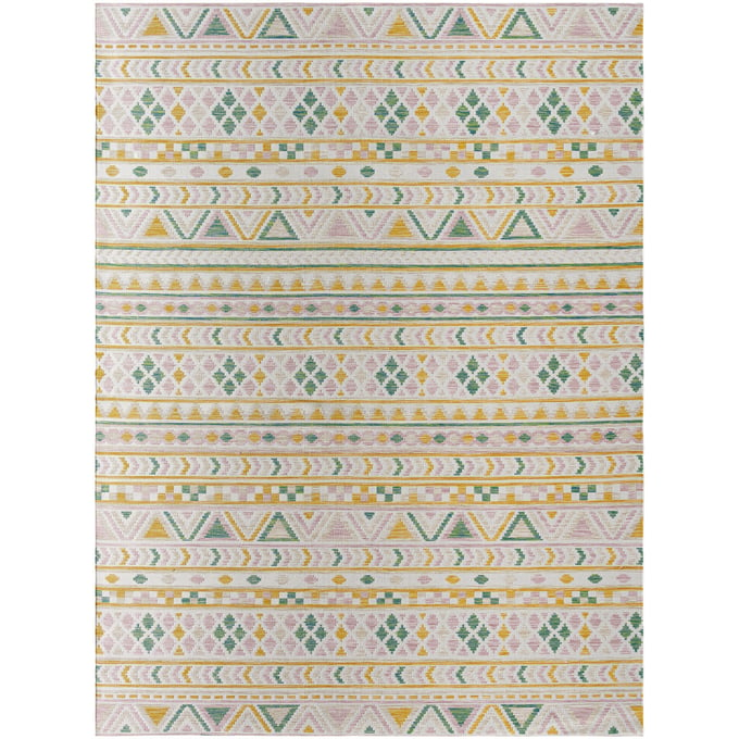 Livabliss Barbados Off White Mustard Light Brown Rust Pale Blue Machine Woven Rug - 120x94 BBD2300-71010