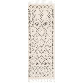 Livabliss Berber Shag Charcoal Light Beige Woven Rug - 87x31