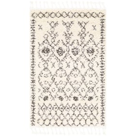 Livabliss Berber Shag Charcoal Light Beige Woven Rug - 59x37