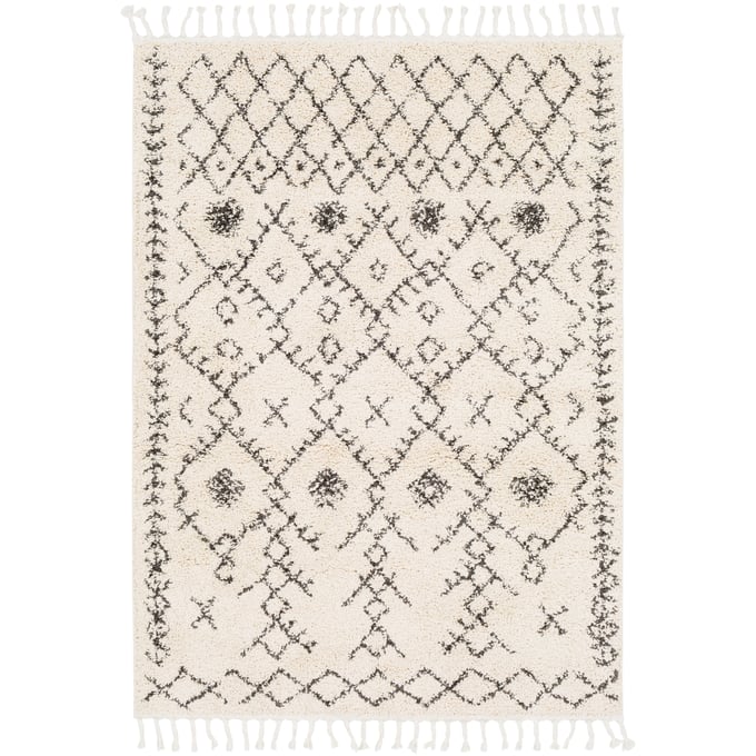 Livabliss Berber Shag Charcoal Light Beige Woven Rug - 167x120 BBE2302-1014