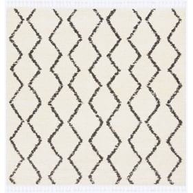 Livabliss Berber Shag Charcoal Light Beige Machine Woven Rug - 94x94