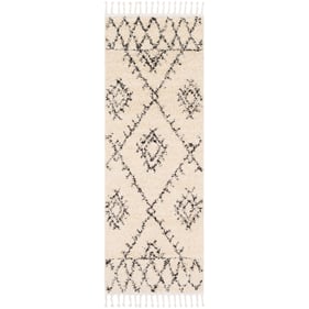 Livabliss Berber Shag Charcoal Light Beige Polypropylene Woven Rug - 87x31