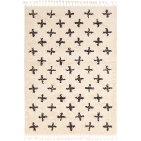 Livabliss Berber Shag Charcoal Light Beige Machine Woven Rug-144x106