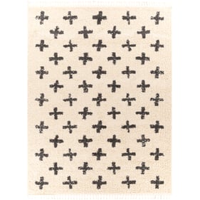 Livabliss Berber Shag Charcoal Light Beige Machine Woven Rug-122x94