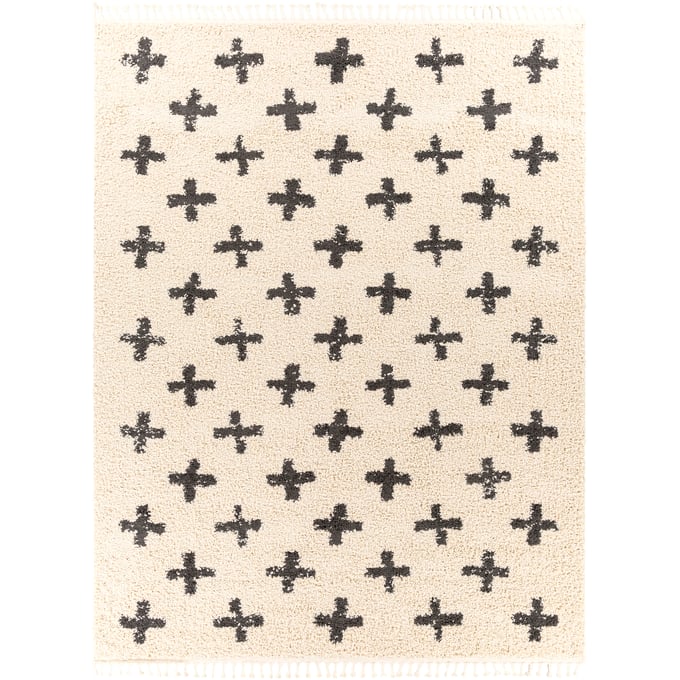 Livabliss Berber Shag Charcoal Light Beige Machine Woven Rug-122x94 BBE2310-710103