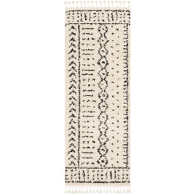 Livabliss Berber Shag Charcoal Light Beige Machine Woven Rug - 87x32