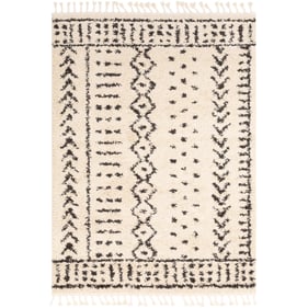 Livabliss Berber Shag Charcoal Light Beige Cotton Machine Woven Rug - 87x63