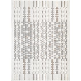 Livabliss Bouclair Ivory Beige Light Gray Machine Modern Woven Rug - 108x79