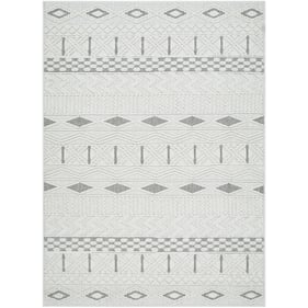 Livabliss Bouclair Cream Ivory Light Gray Machine Woven Rug - 108x79