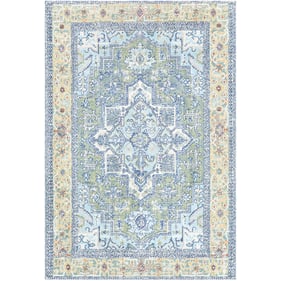 Livabliss Bodrum Medium Green Wheat Sky Blue Rust Machine Woven Rug - 87x63