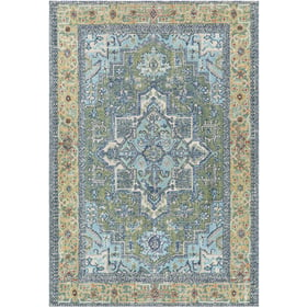 Livabliss Bodrum Medium Green Wheat Sky Blue Rust Machine Woven Rug - 144x1...