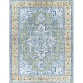 Livabliss Bodrum Medium Green Wheat Sky Blue Rust Machine Woven Rug - 120x9...