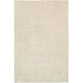 Livabliss Brook Beige Medium Gray Handmade Rug - 90x60